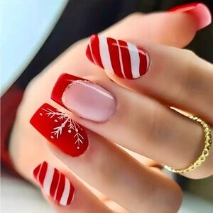 Candy Cane Press On Nails NWT